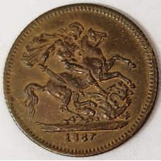 GREAT BRITAIN UK 1887 . MINI SOVEREIGN . BRASS TOKEN